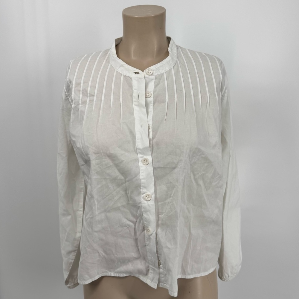 Nation LTD Collarless Cropped Button Down Shirt